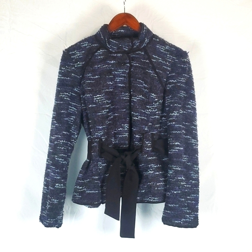NWT Sandro Sportswear‎ Clue Combo Tweed Jacket With Waist Tie